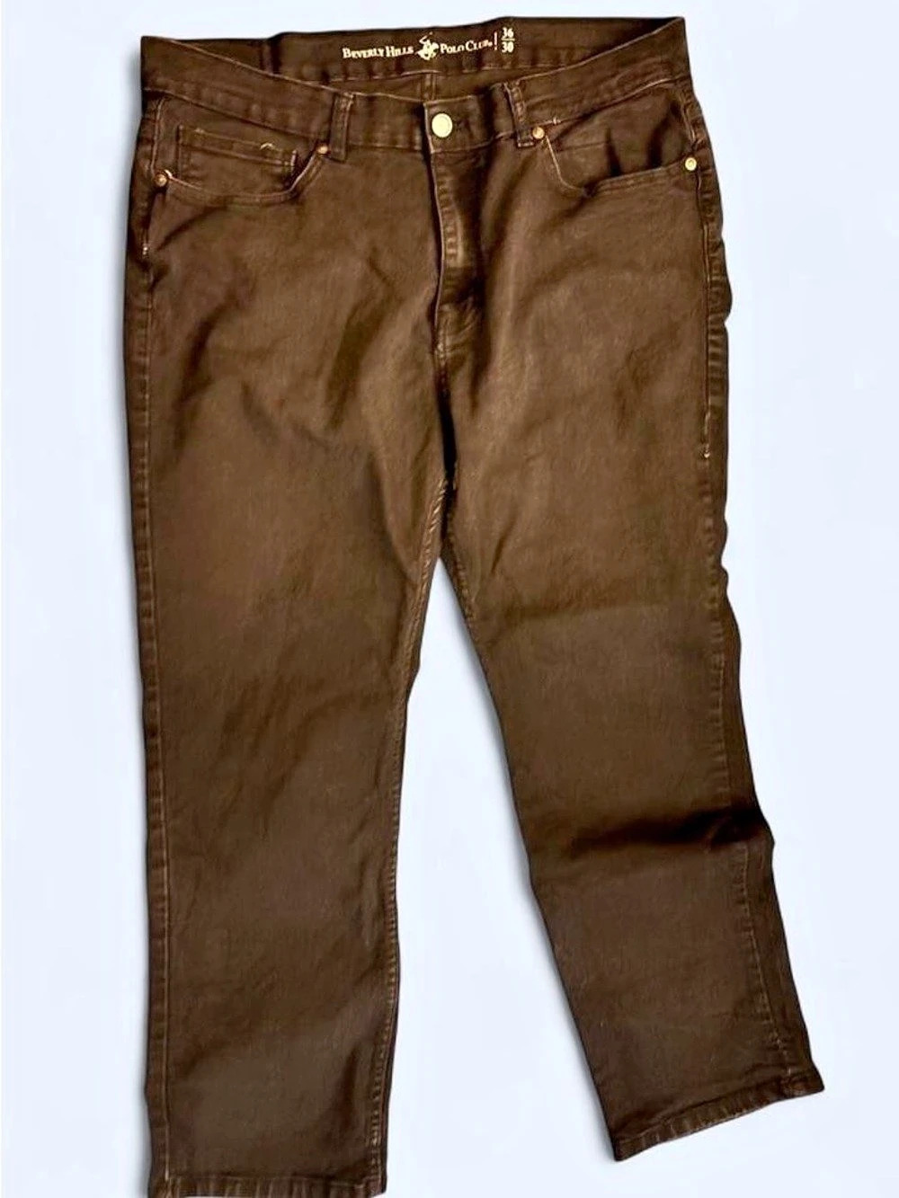 Beverly Hills Polo Club Straight Leg Jeans Brown Waist 36